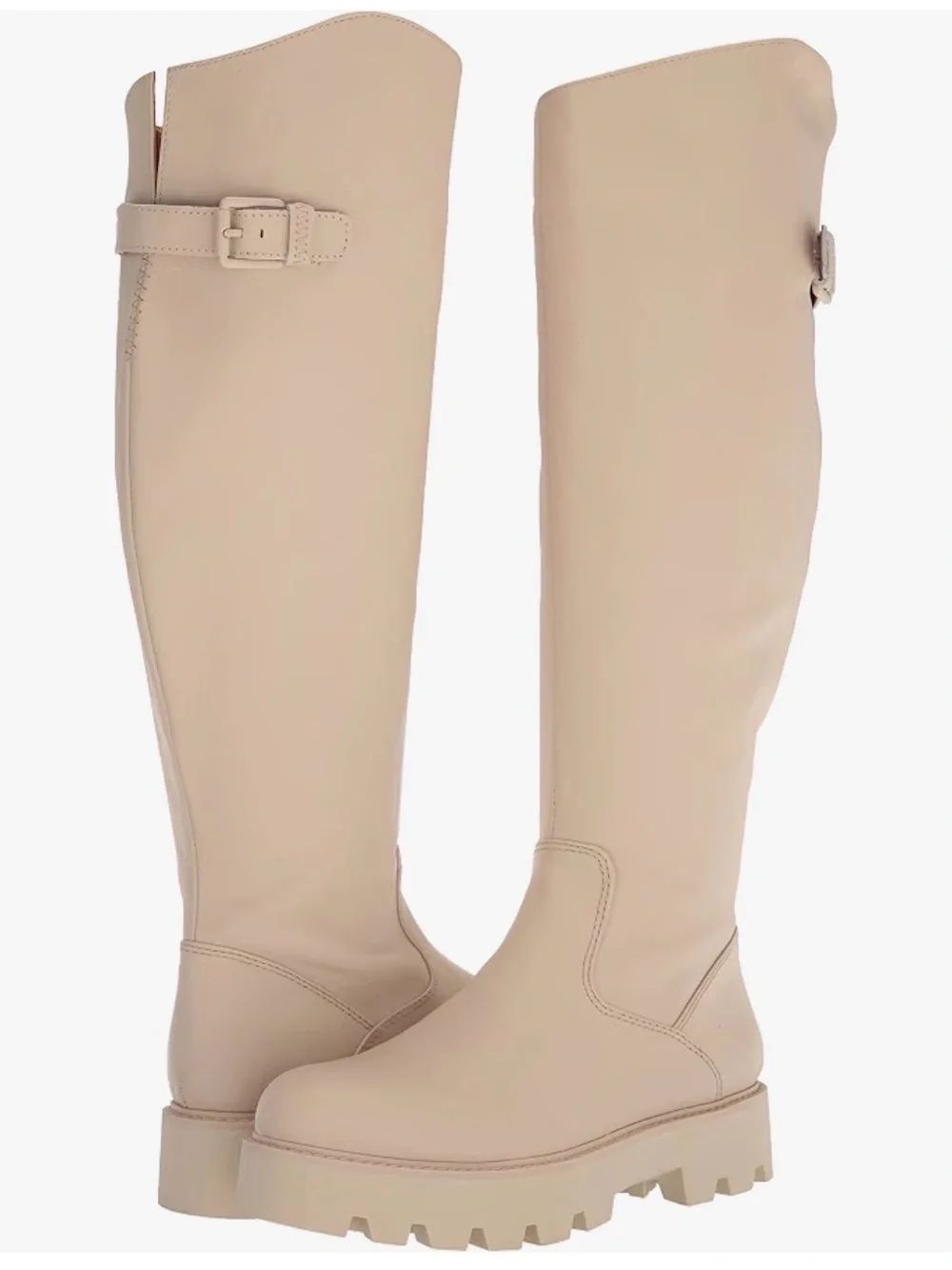 Franco Sarto Cream Knee High Lug Boots Moto Biker Light Goth Grunge Y2K size 8